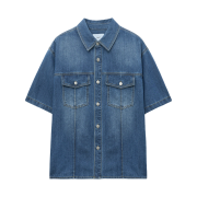TNGT Over-fit Denim Half Shirts Washed Blue