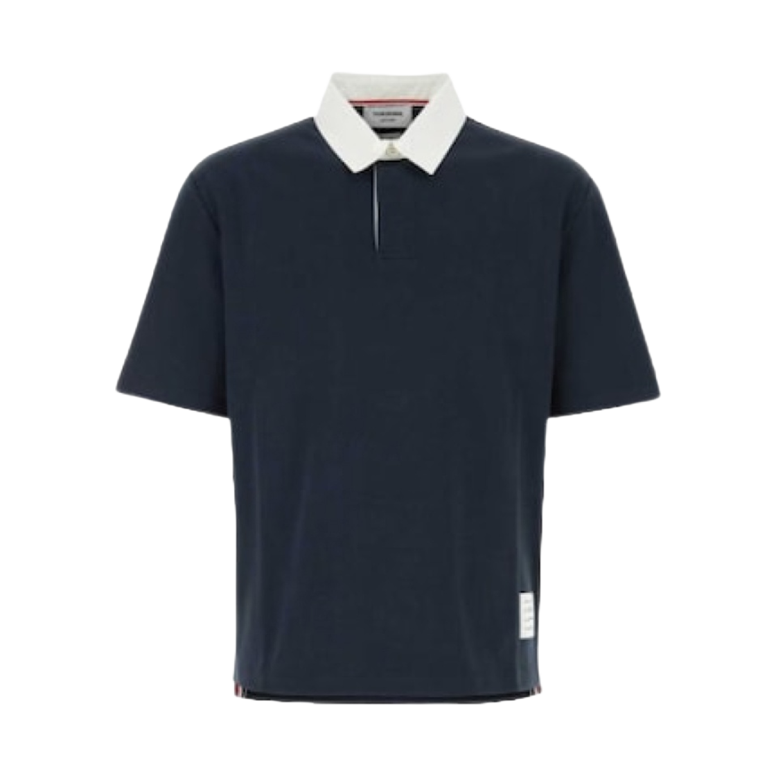 MJP176A-J0065-415 Thom Browne Logo Patch Polo Shirt Navy