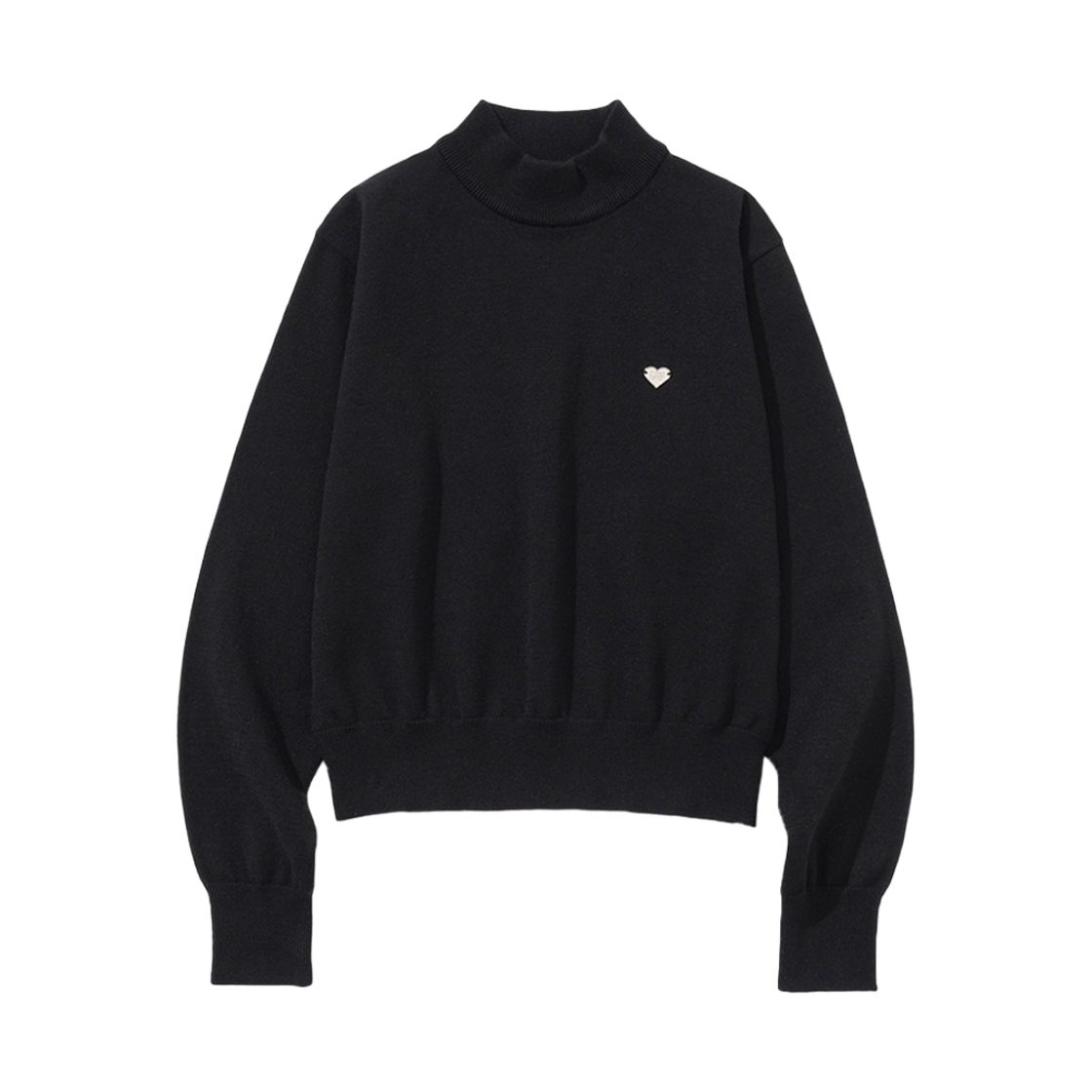 니티드 베이직 에센셜 워셔블 하프 폴라 니트 우먼 블랙(Knitted Basic Essential Washable Half Polar Knit Women Black)