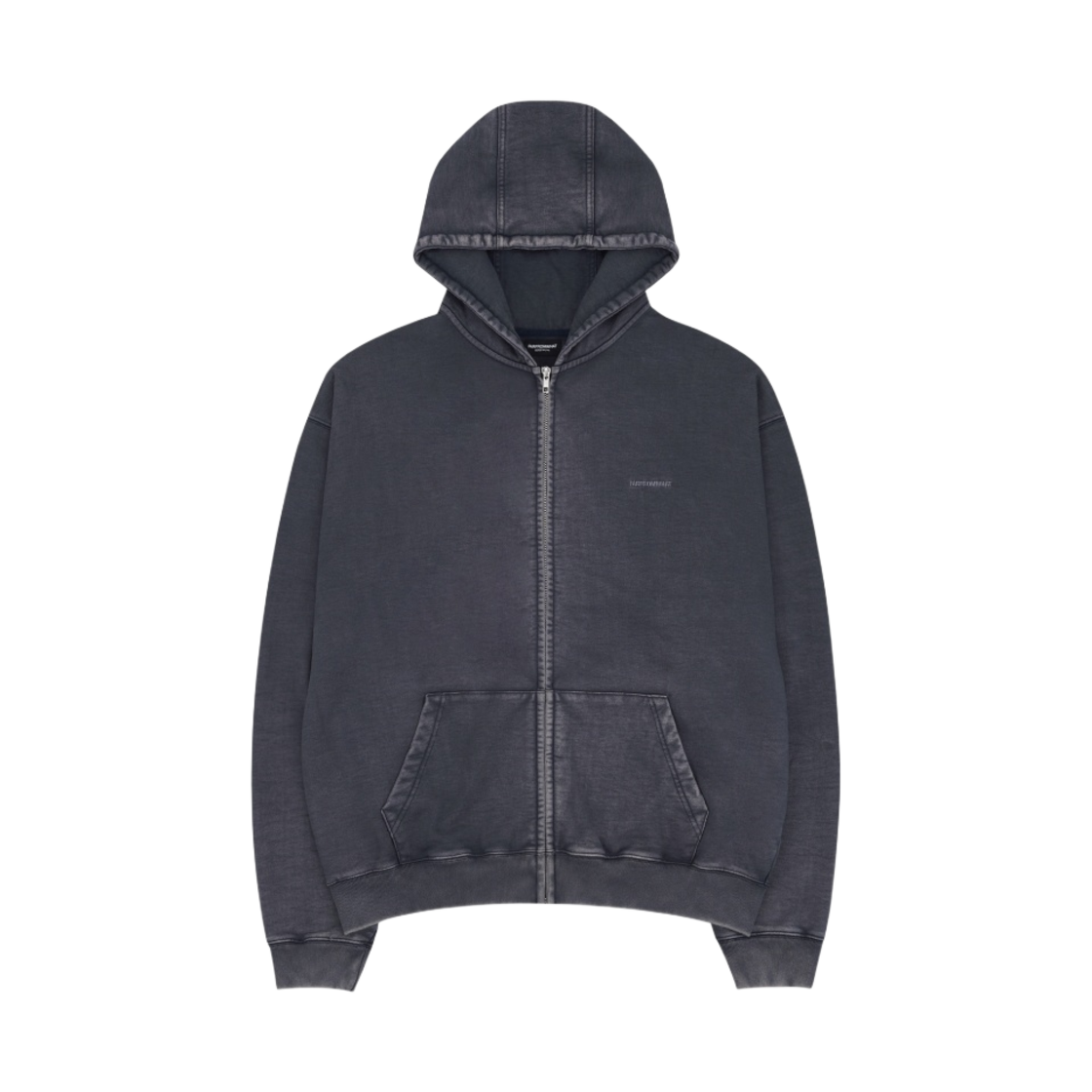 - Farfromwhat Far Washed Small Logo Hoodie Zip-Up Navy
