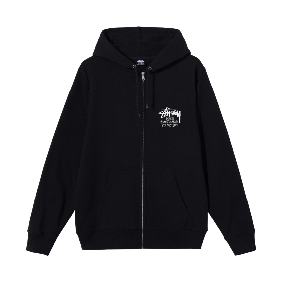 스투시 스탁 도버 스트리트 마켓 LA 후드 집업 블랙 2021(Stussy Stock DSM Los Angeles Zip Hoodie Black 2021)