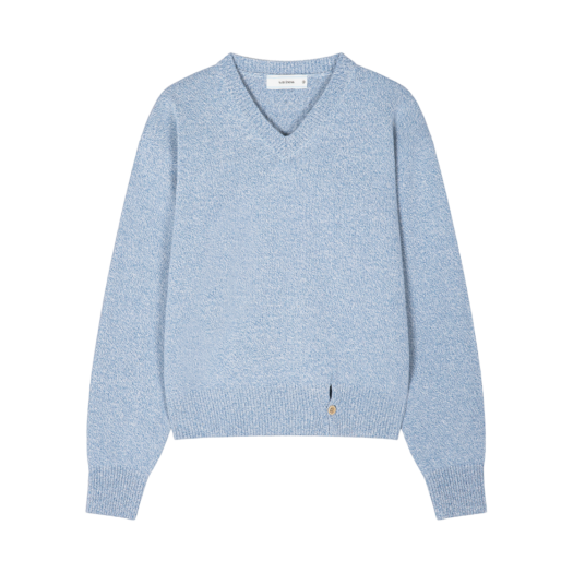 waviness25111 Waviness High Tide V-neck Knit Pastel Blue