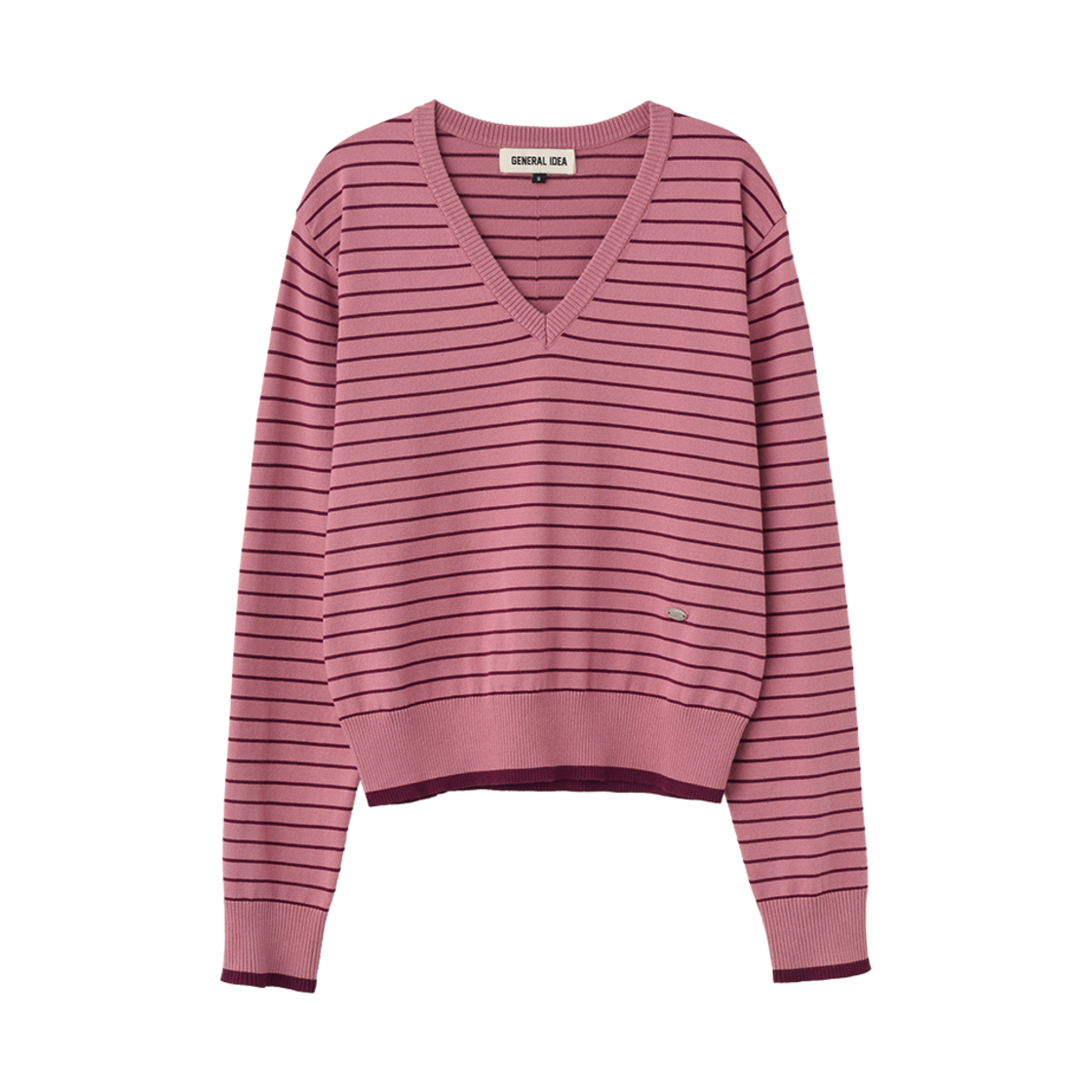 WBE1L05514PI General Idea Woman V-Neck Stripe Pullover Rose Pink