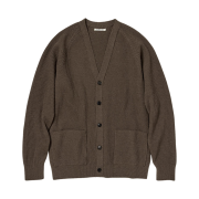 Auralee Super Fine Wool Rib Knit Cardigan Top Brown