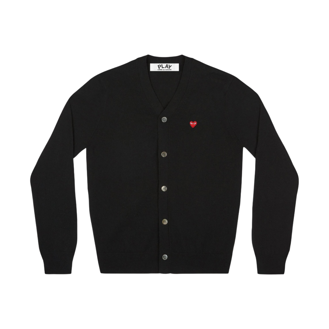 플레이 꼼데가르송 미니 레드 하트 니트 가디건 블랙(Play Comme des Garcons Mini Red Heart Knit Cardigan Black) - 1