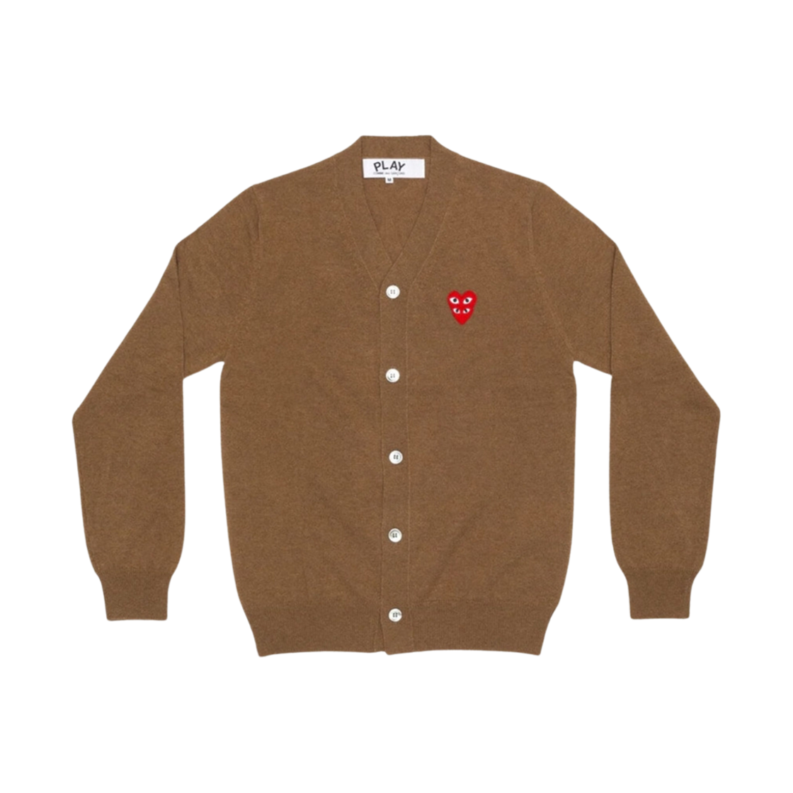 AZ-N076-051-3 Play Comme des Garcons Double Heart Cardigan Brown