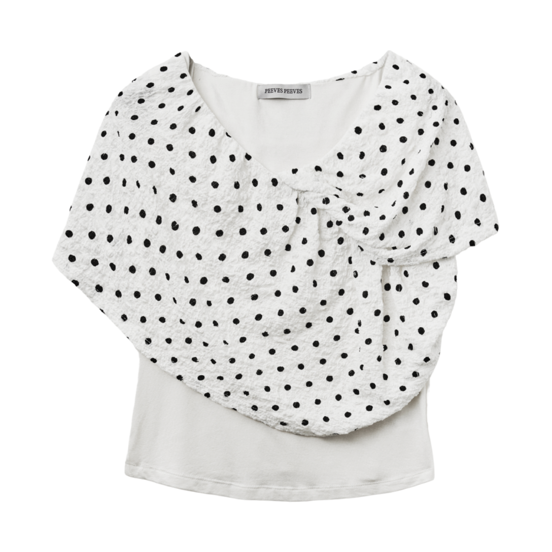 피브스 피브스 도트 드레이프 슬리브리스 화이트