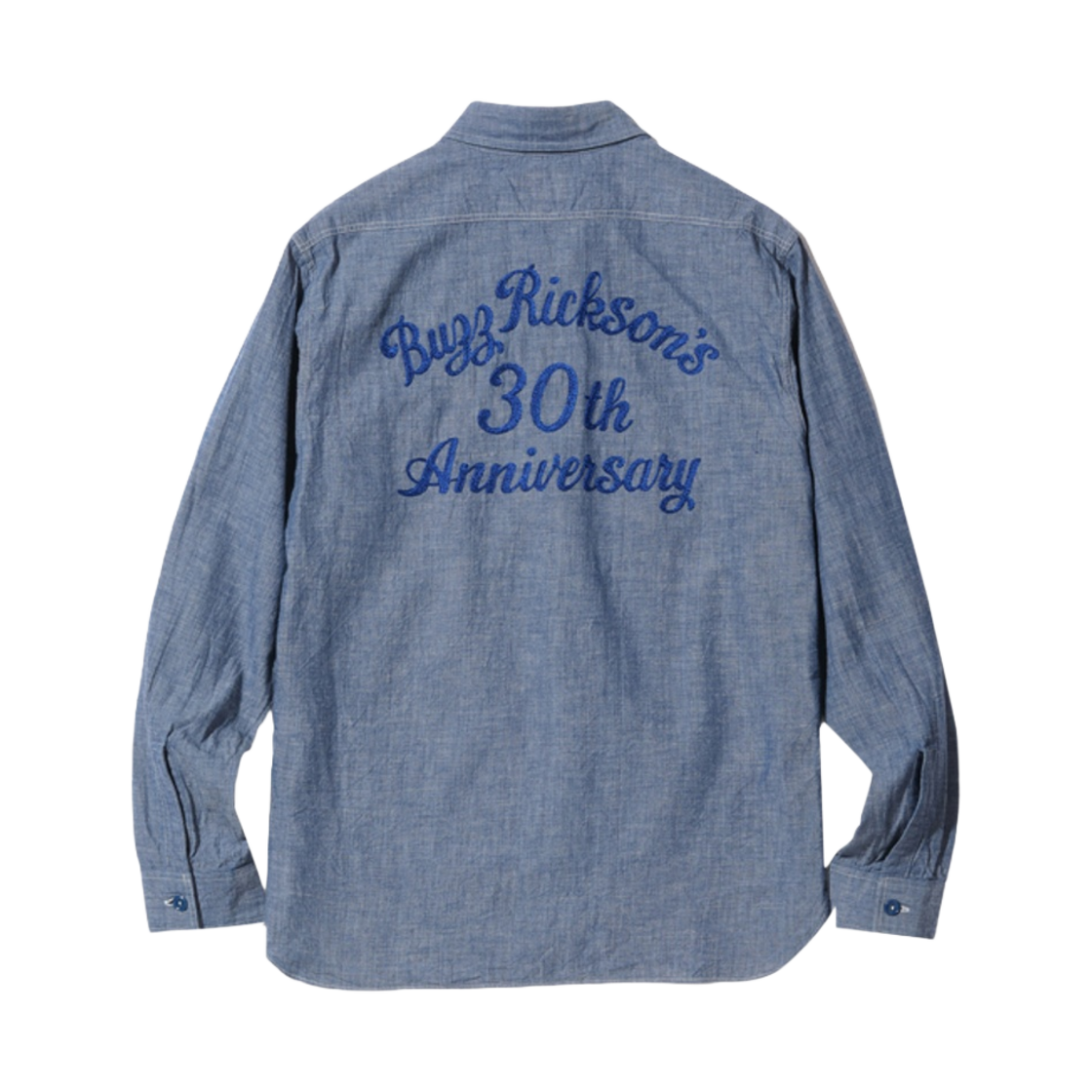 BR29184 Buzz Rickson's Chambray Work Shirts Buzz Rickson's 30th Anniversary Model with Embroidered Blue