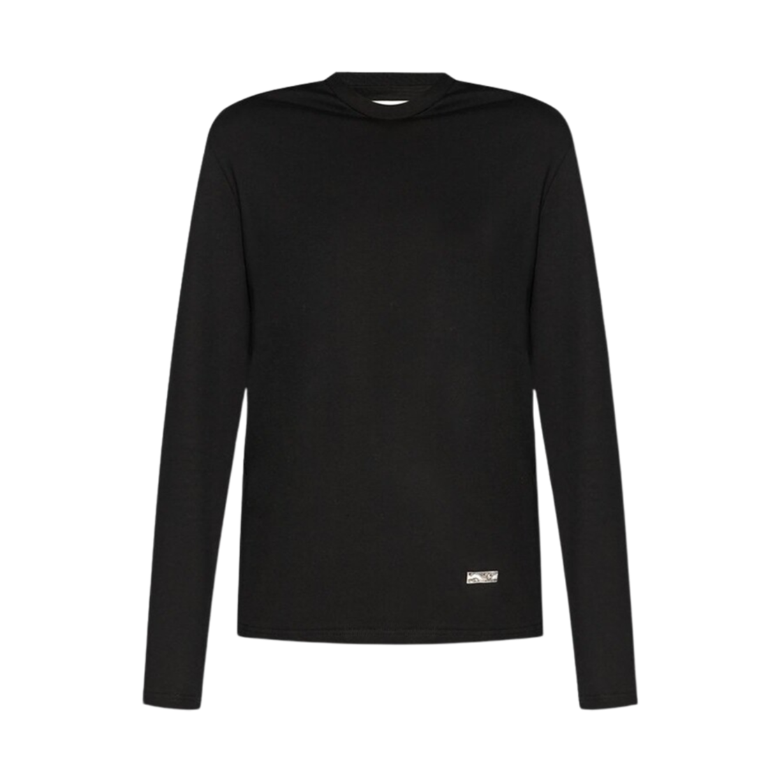 J02GC0110-J20073-001 (W) Jil Sander Logo Crew Neck Cotton Long Sleeve T-Shirt Black