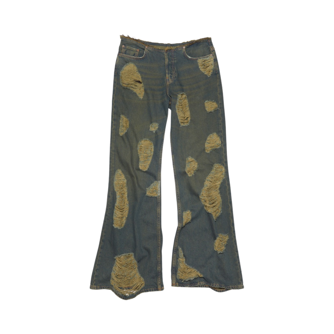 (W) 아크네 스튜디오 루즈 핏 디스트레스드 진 블루 그린((W) Acne Studios Loose Fit Distressed Jeans Blue Green) - 1