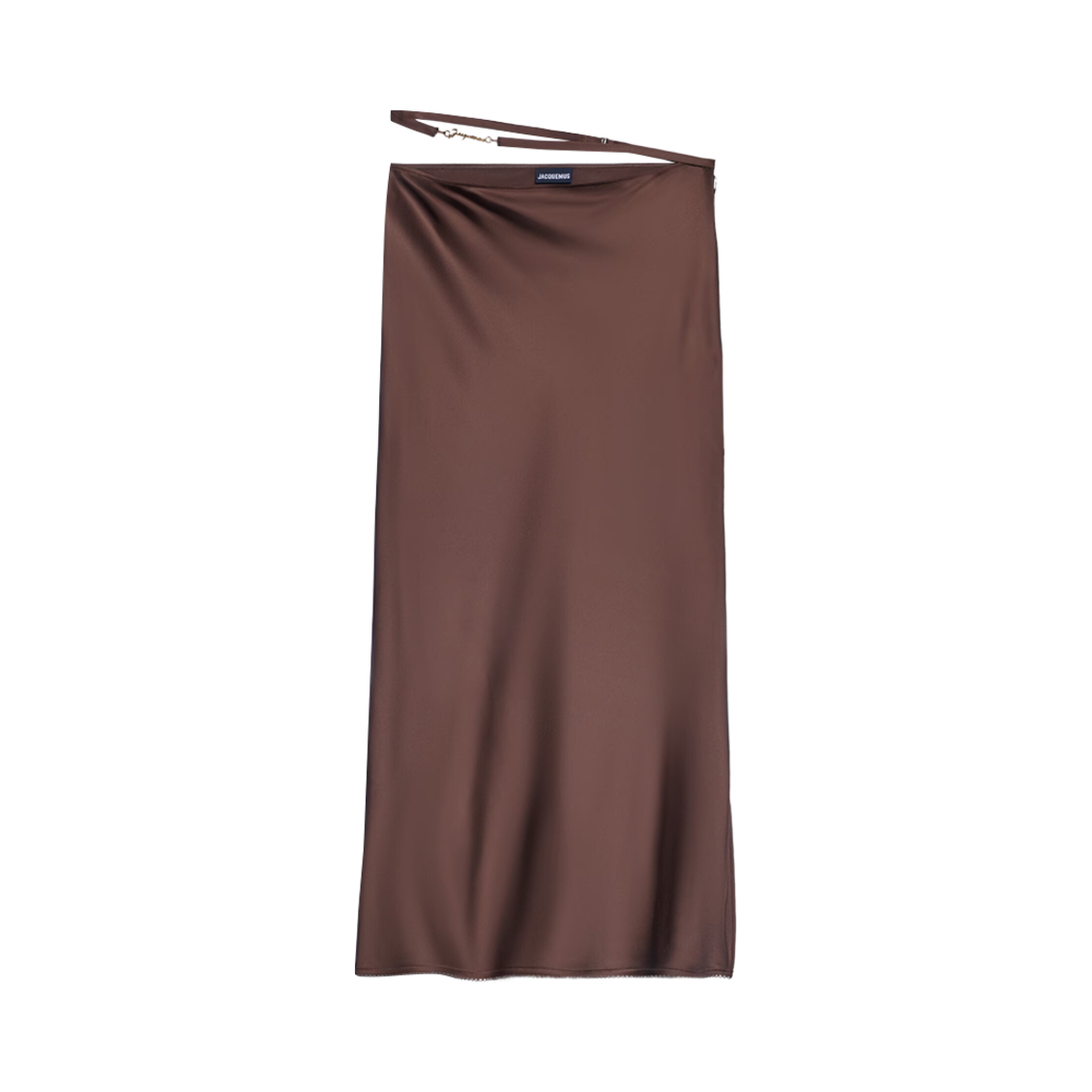 (W) 자크뮈스 라 쥬프 노트 사틴 미디 스커트 다크 브라운((W) Jacquemus La Jupe Notte Satin Midi Skirt Dark Brown) - 1