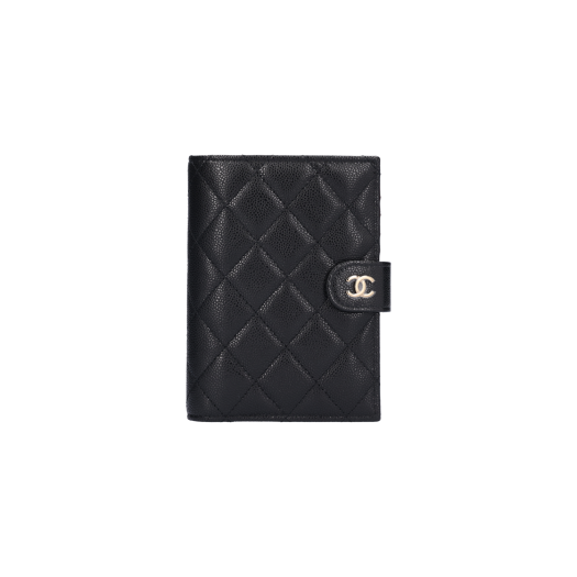 ITWA3KUQNOMK Chanel Classic Passport Wallet Calfskin Black Gold-Tone Hardware