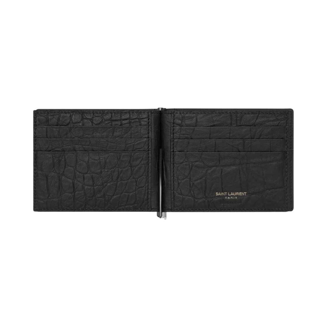 생로랑 크로커다일 엠보스드 레더 카산드라 빌 클립 지갑 블랙(Saint Laurent Cassandre Bill Clip Wallet in Crocodile Embossed Leather Black) - 3