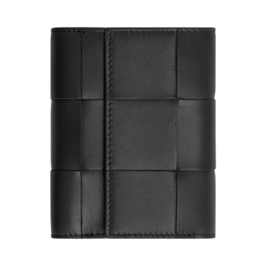 Bottega Veneta Cassette Tri-Fold Zip Wallet Black