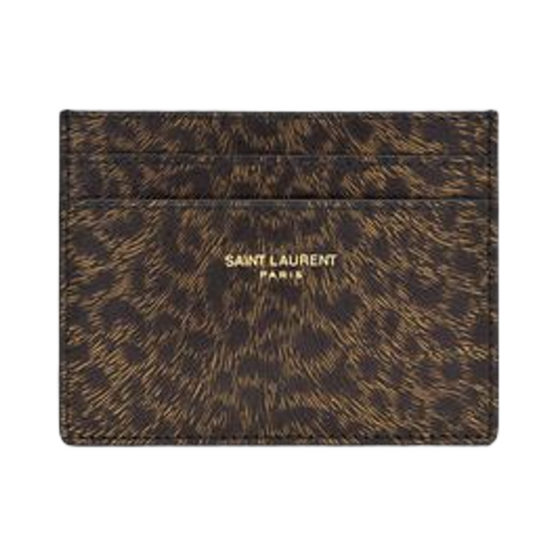 생로랑 파리 카드 케이스 레오파드 프린트 레더 블랙 브라운(Saint Laurent Paris Card Case In Leopard-Print Leather Black Brown) - 1