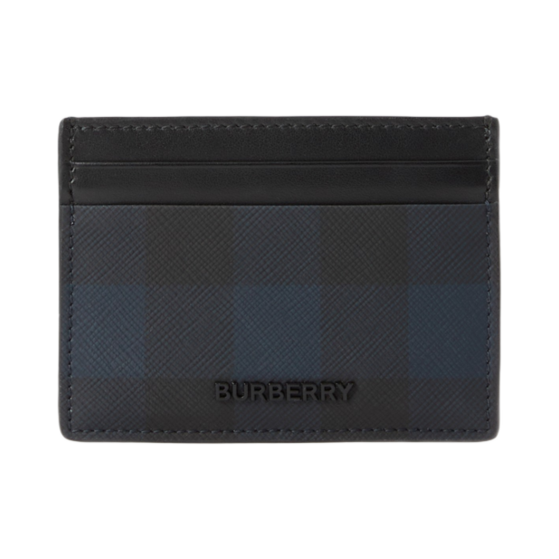 8073282 Burberry Check and Leather Card Case Navy