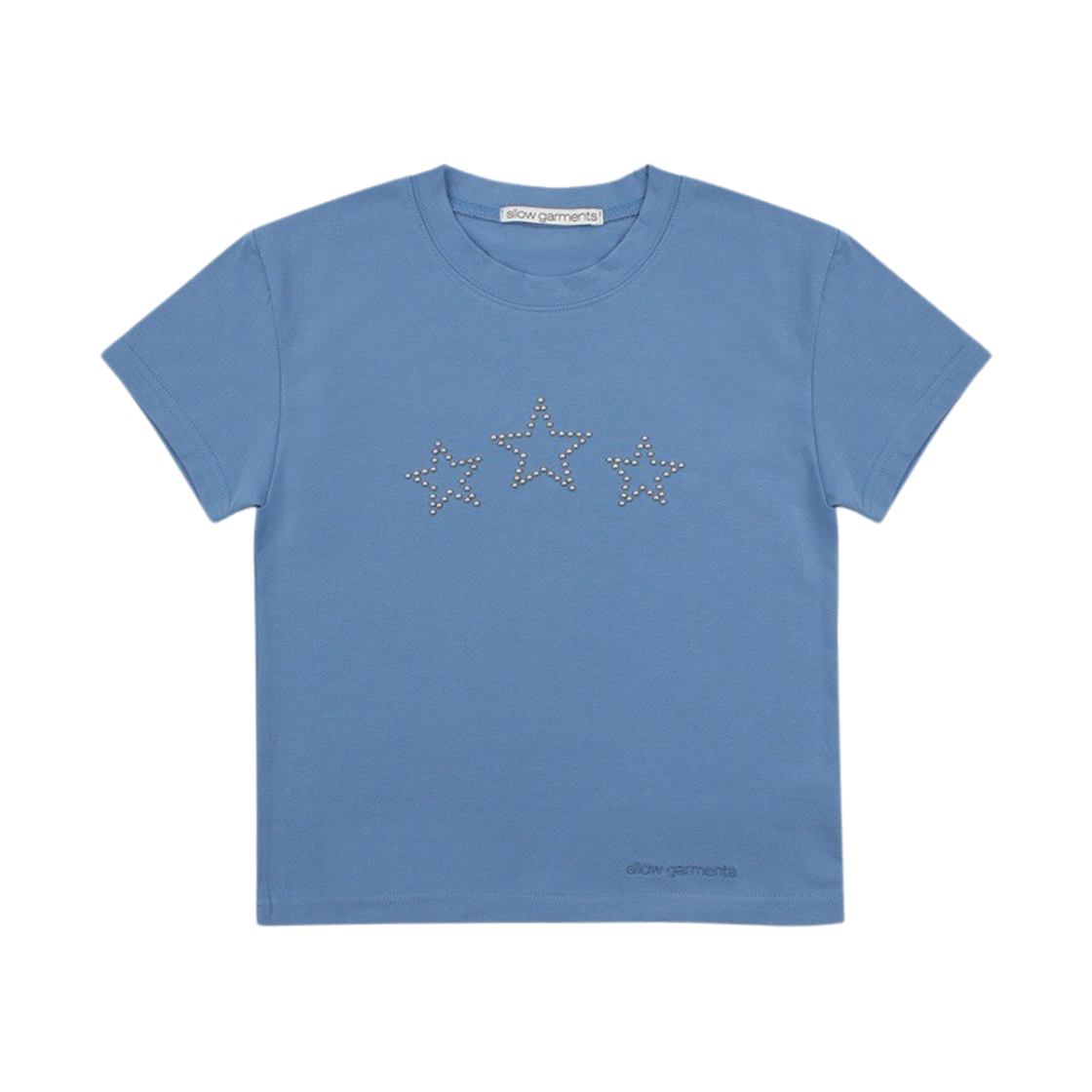 SL2302HT03BLF Sllow Garments Women Star Point Stud Short Sleeve Blue