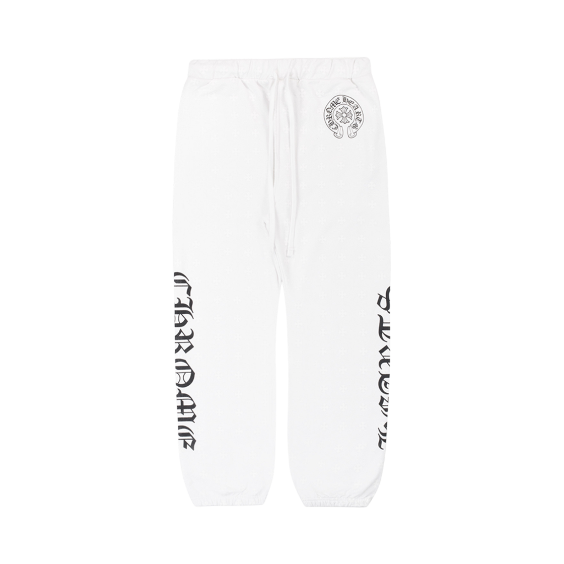 크롬하츠 올 오버 모노그램 홀스슈 퍽 유 로고 스웨트팬츠 화이트(Chrome Hearts All Over Monogram Horseshoe Fuck you Logo Sweatpants White)