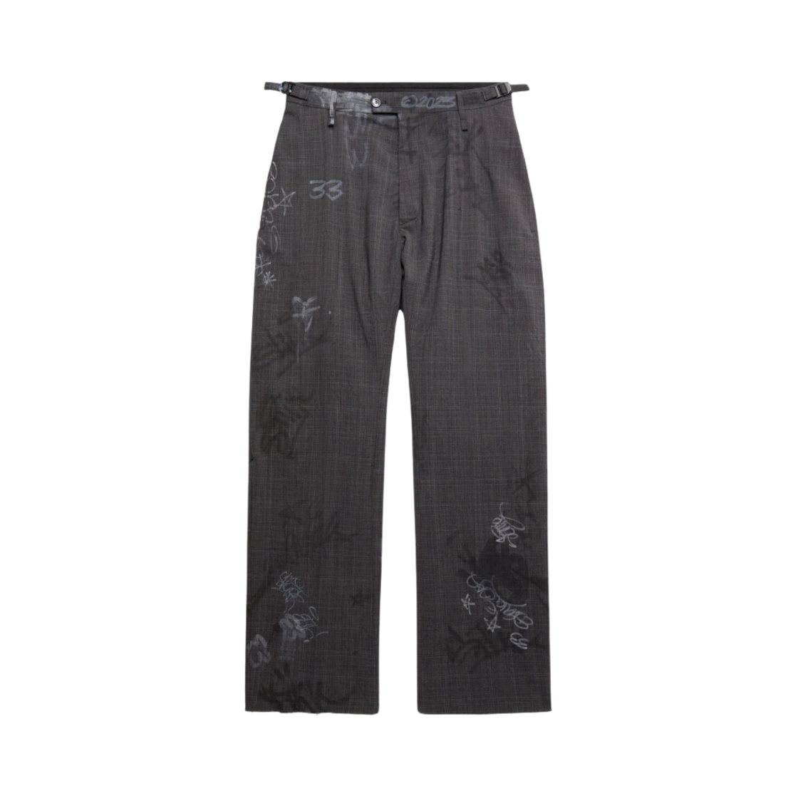 발렌시아가 그래피티 스케이터 테일러드 팬츠 그레이 실버