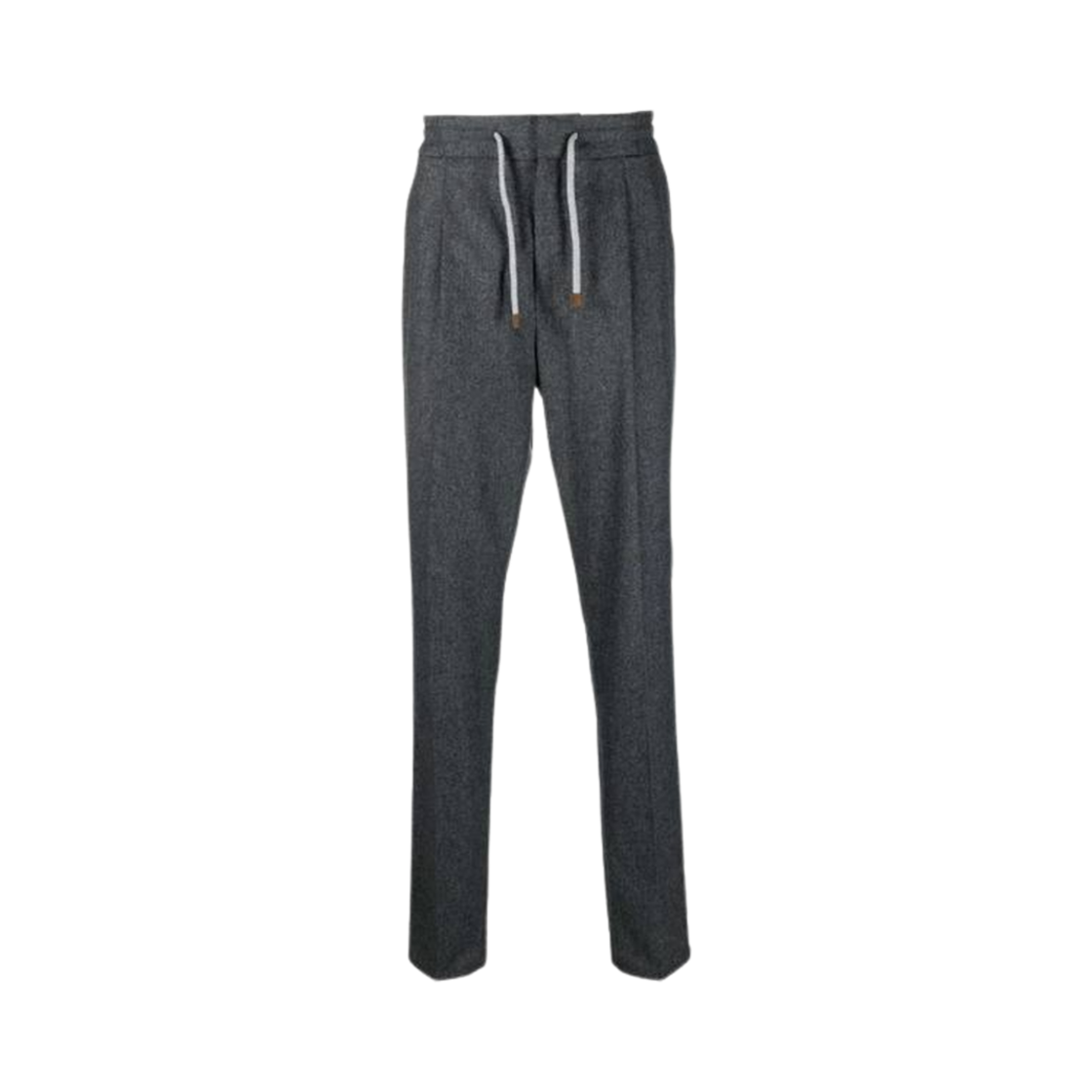 M038PE1740-C004 Brunello Cucinelli Wool Drawstring Straight Pants Grey