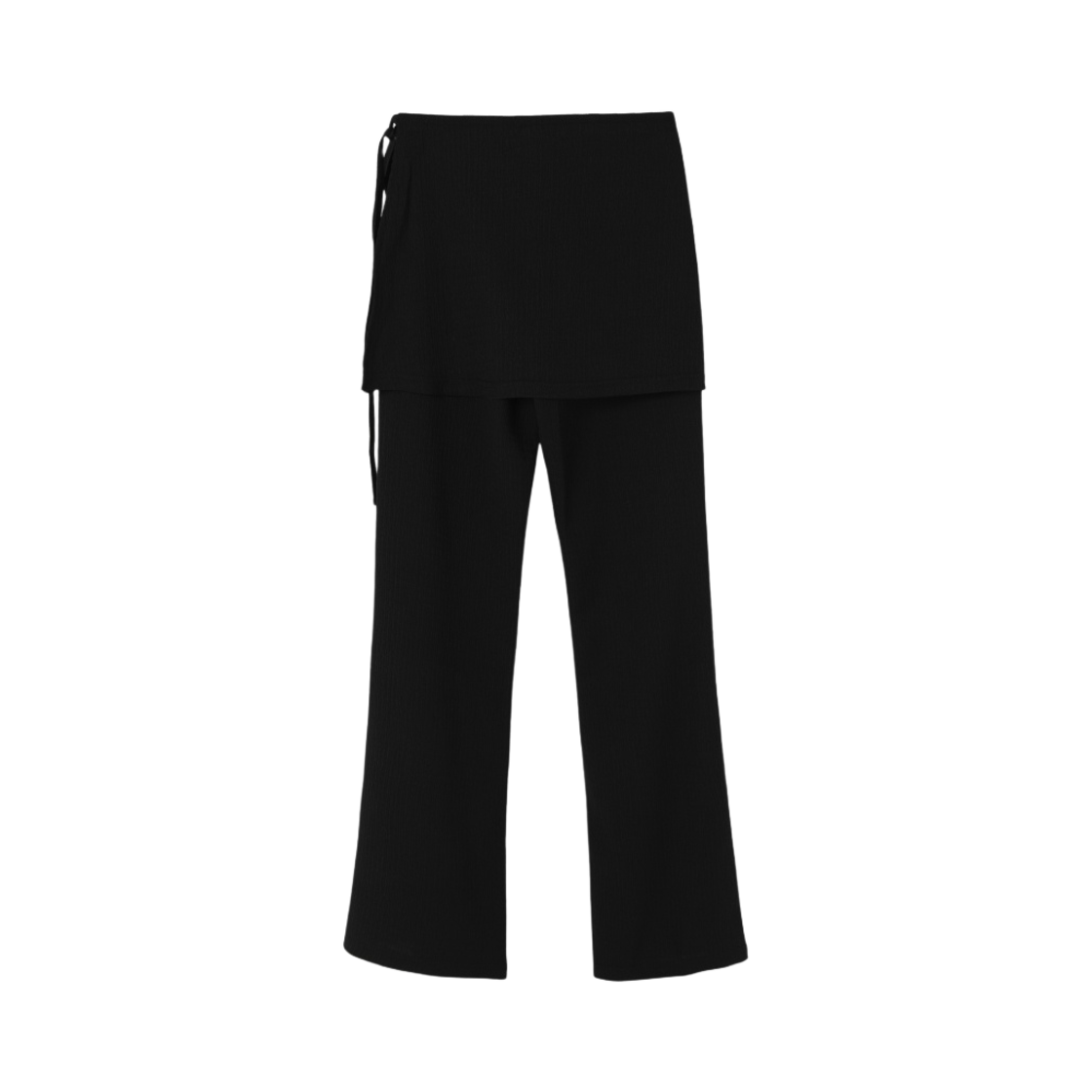 (W) 타낫 T/T 랩 레이어드 슬릿 팬츠 블랙((W) TANNAT T/T Wrap Layered Slit Pants Black) - 2