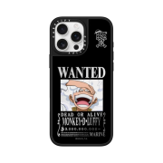 Casetify x One Piece iPhone Wanted Luffy Magsafe Compatible Mirror Case Silver Mirror Black Bumper
