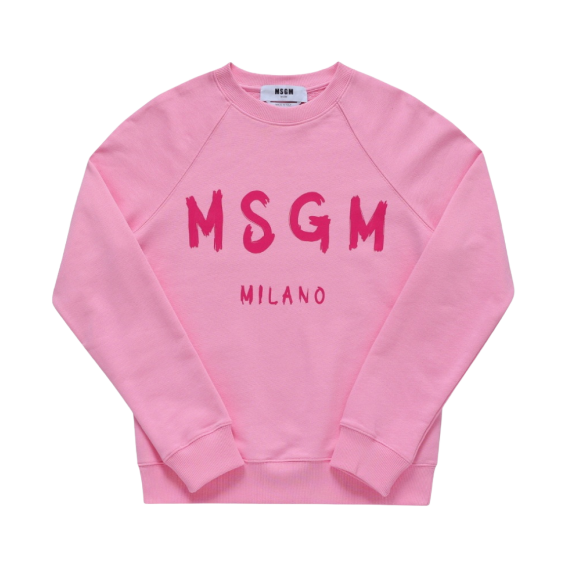 3541MDM513-237799-12 (W) MSGM Cotton Crewneck Sweatshirt with Brushed Logo Pink