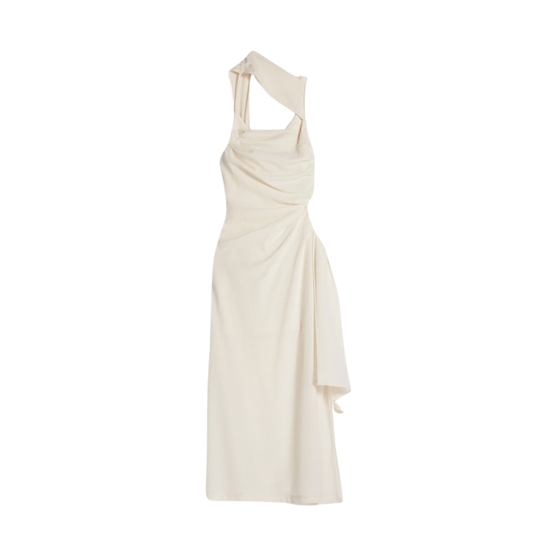 (W) 자크뮈스 라 로브 아바나다 드레이프 컷아웃 미디 드레스 화이트((W) Jacquemus La Robe Abanada Draped Cut-Out Midi Dress White) - 1