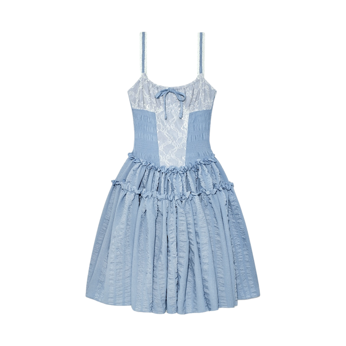 (W) 글로니 x 시미헤이즈 러브 스펠 미디 드레스 베이비 블루((W) Glowny x Simihaze Love Spell Midi Dress Baby Blue)