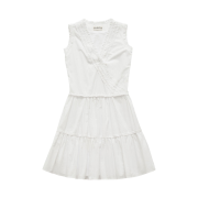 FARVEN Heavy Shirring Wrap Dress Ivory