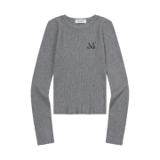 MUCENT Greave R-Neck Crop Rib Knit Gray