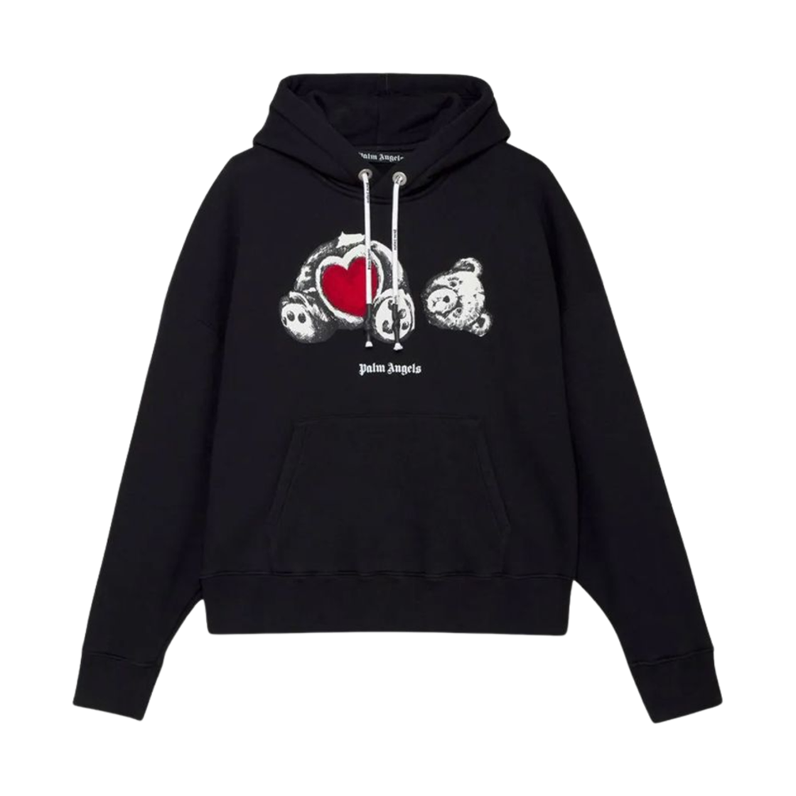 팜 엔젤스 베어 인 러브 후드 블랙 화이트(Palm Angels Bear in Love Hoodie Black White)