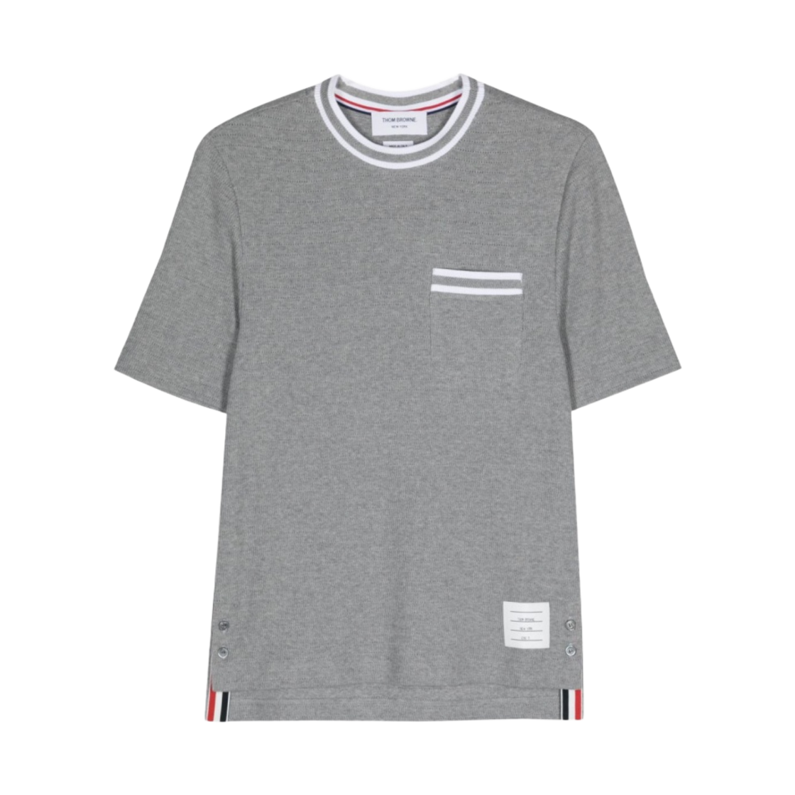 MJS259A-J0153-055 Thom Browne Pointelle Cotton T-Shirt Light Grey