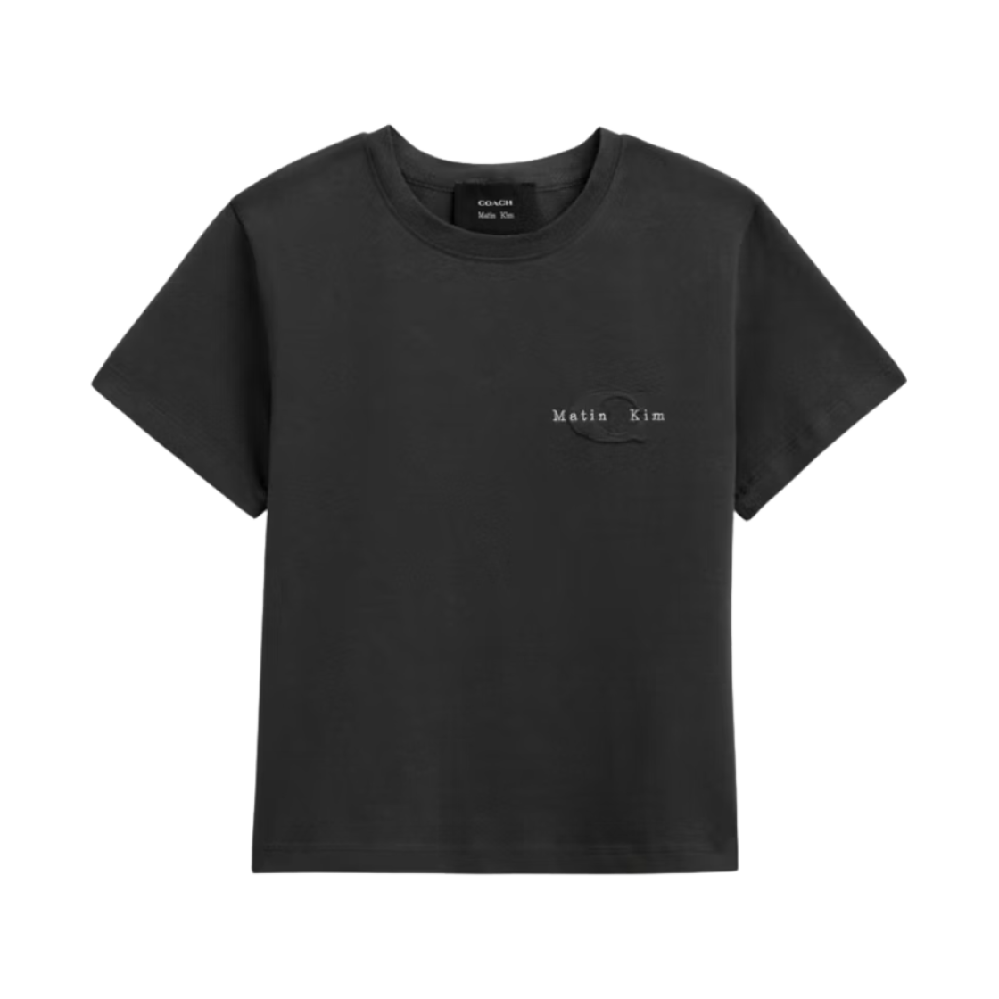 (W) 코치 x 마뗑킴 로고 크롭 티셔츠 차콜((W) Coach x Matin Kim Logo Cropped T-Shirt Charcoal)