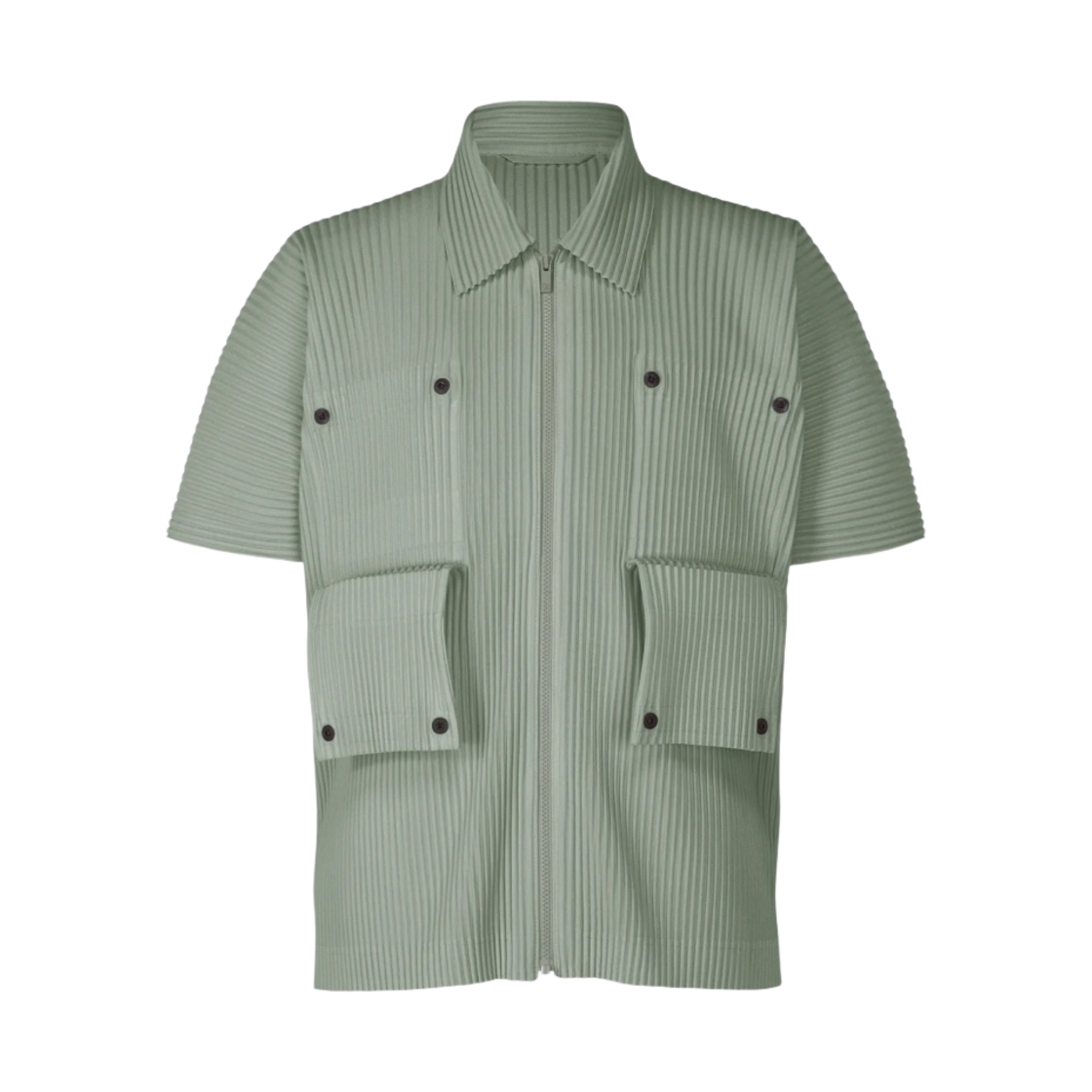옴므 플리세 이세이 미야케 플립 집업 숏슬리브 셔츠 모스 그레이(Homme Plisse Issey Miyake Flip Zip Up Short Sleeve Shirt Moss Gray) - 3