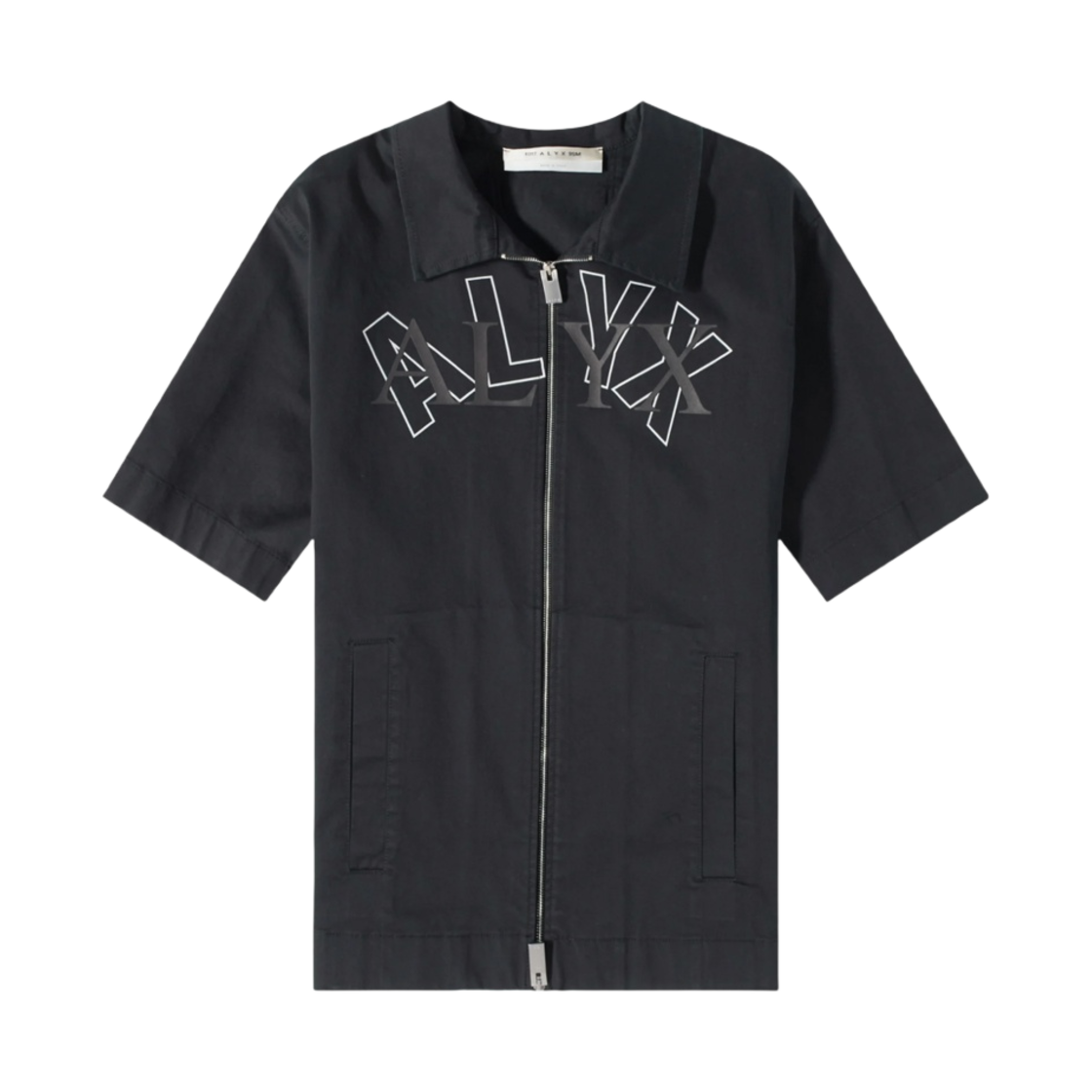 1017 알릭스 9SM 로고 숏슬리브 집 셔츠 블랙(1017 Alyx 9SM Logo S/S Zip Shirt Black)