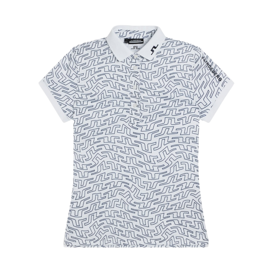 (W) 제이린드버그 투어 테크 프린트 폴로 화이트 브릿지 스윌((W) J.Lindeberg Tour Tech Print Polo White Bridge Swirl) - 1