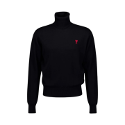 AMI de Coeur Embroidery Turtleneck Sweater Black