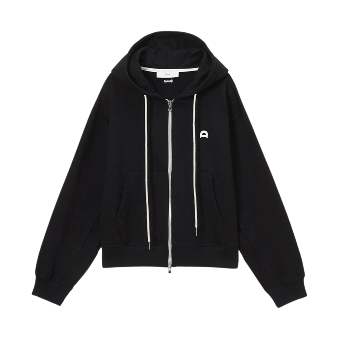 던스트 레더 로고 집업 후드 블랙(Dunst Leather Logo Zip-Up Hoodie Black)