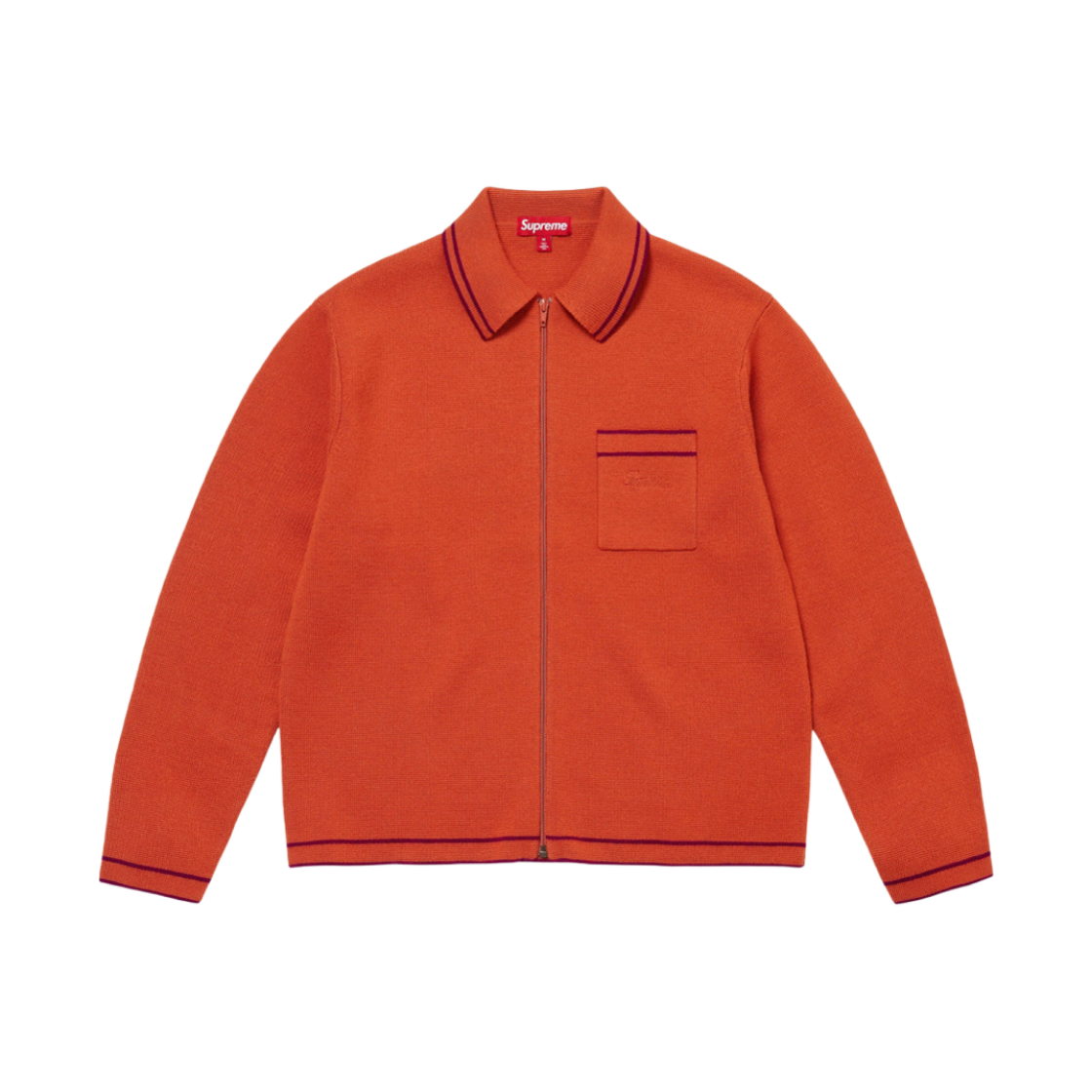 슈프림 집업 폴로 스웨터 번트 오렌지 - 24FW(Supreme Zip Up Polo Sweater Burnt Orange - 24FW)