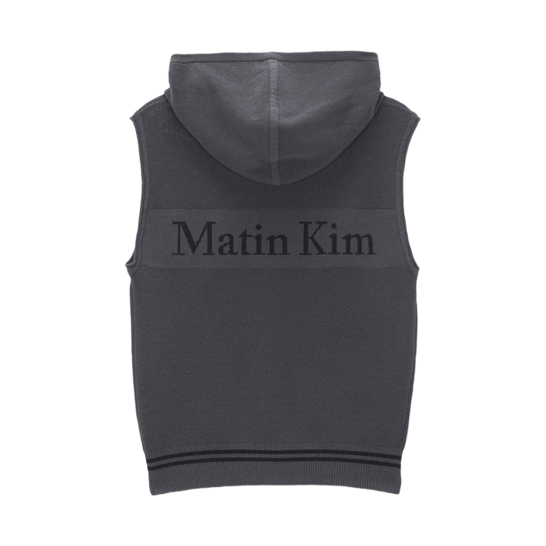 MK2434KV003M (W) Matin Kim Hoody Point Logo Knit Vest Charcoal