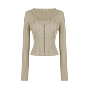 (W) Aviemuah String Top Layered Modal Cardigan Beige