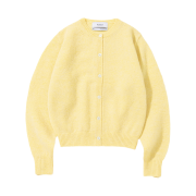 Knitted Shaggy Dog Wool 100% Round Cardigan Women Yellow