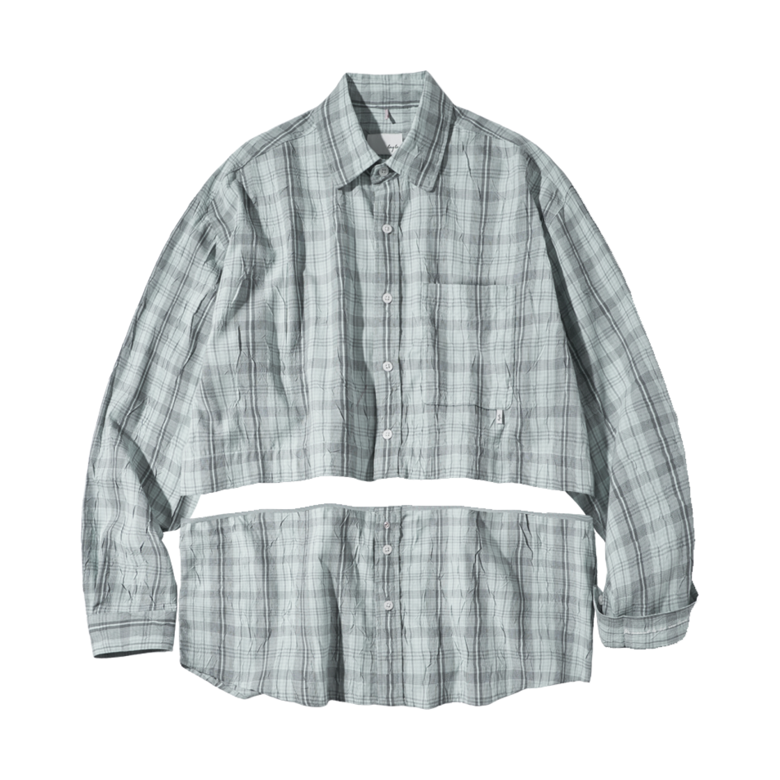 다이아몬드 레이라 크롭 디태처블 크리즈 체크 셔츠 S167 그레이 에이크로우매틱(Diamond Layla Crop Detachable Crease Check Shirt S167 Gray Achromatic)