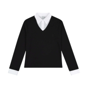 Safarispot 1/2 Roux Base School Shirts Sleeve Black White