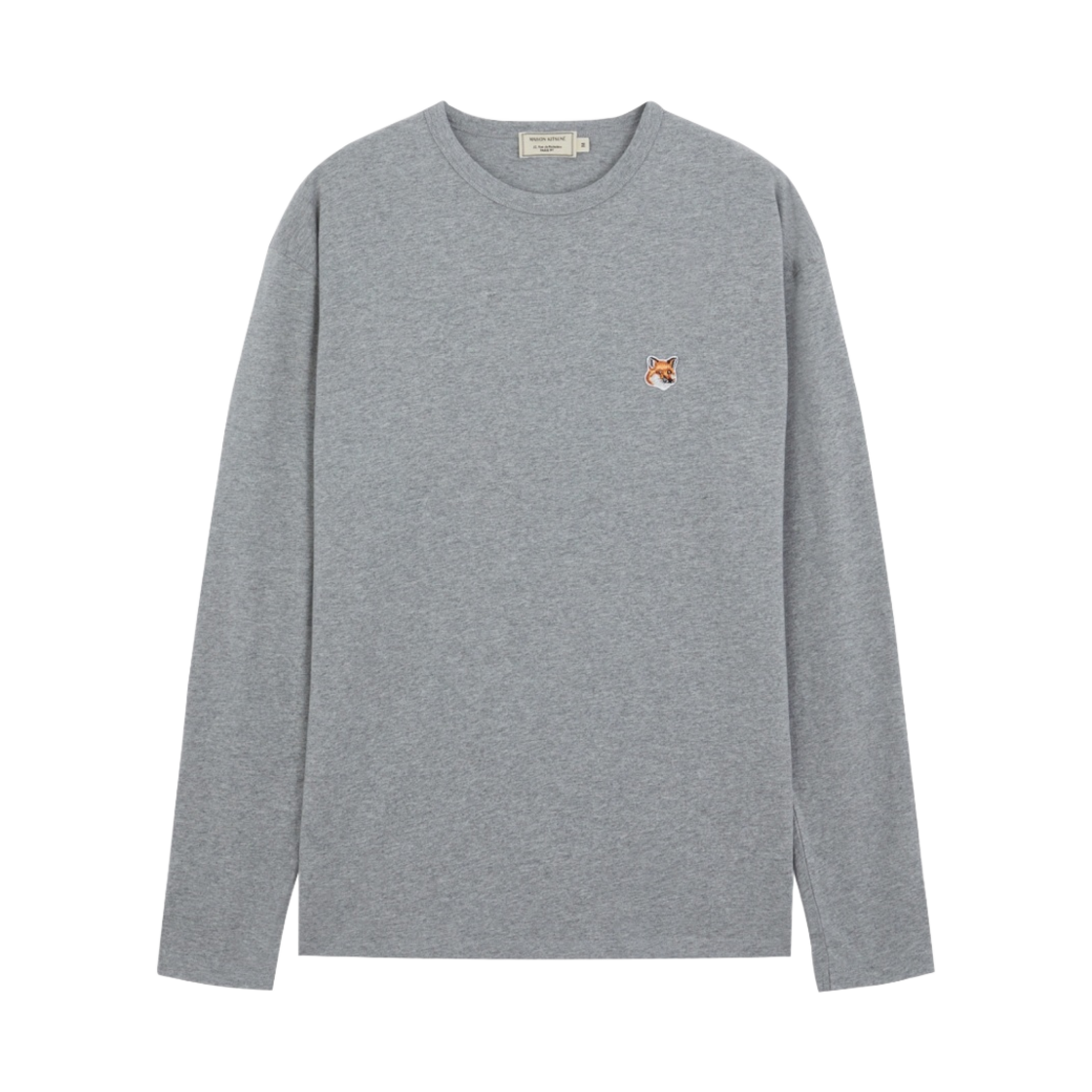 메종 키츠네 폭스 헤드 패치 레귤러 롱슬리브 티셔츠 그레이 멜란지(Maison Kitsune Fox Head Patch Regular Long Sleeve T-Shirt Grey Melange)