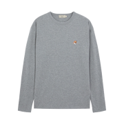 Maison Kitsune Fox Head Patch Regular Long Sleeve T-Shirt Grey Melange