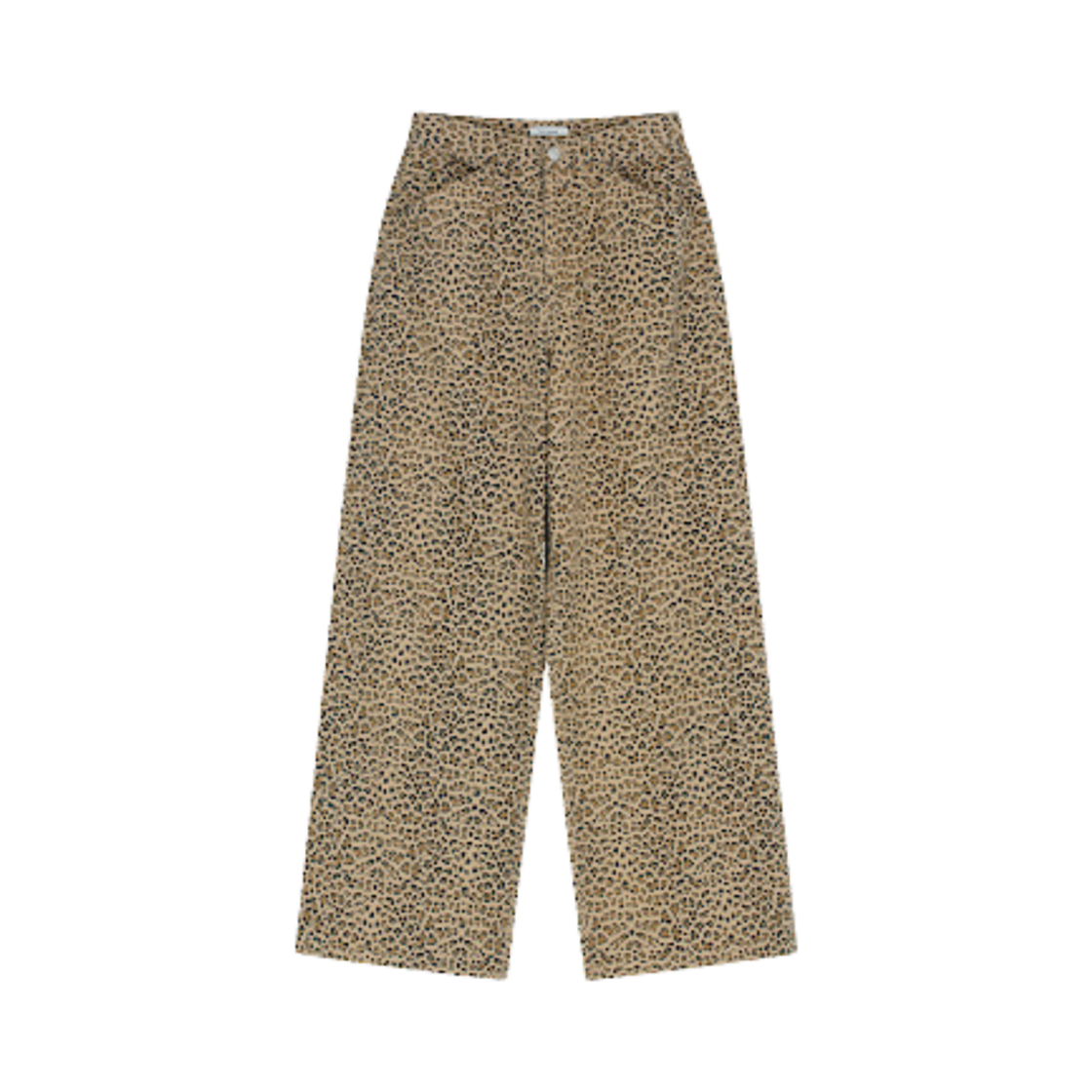 - (W) Aviemuah Oblique Leopard Wide Jeans Beige