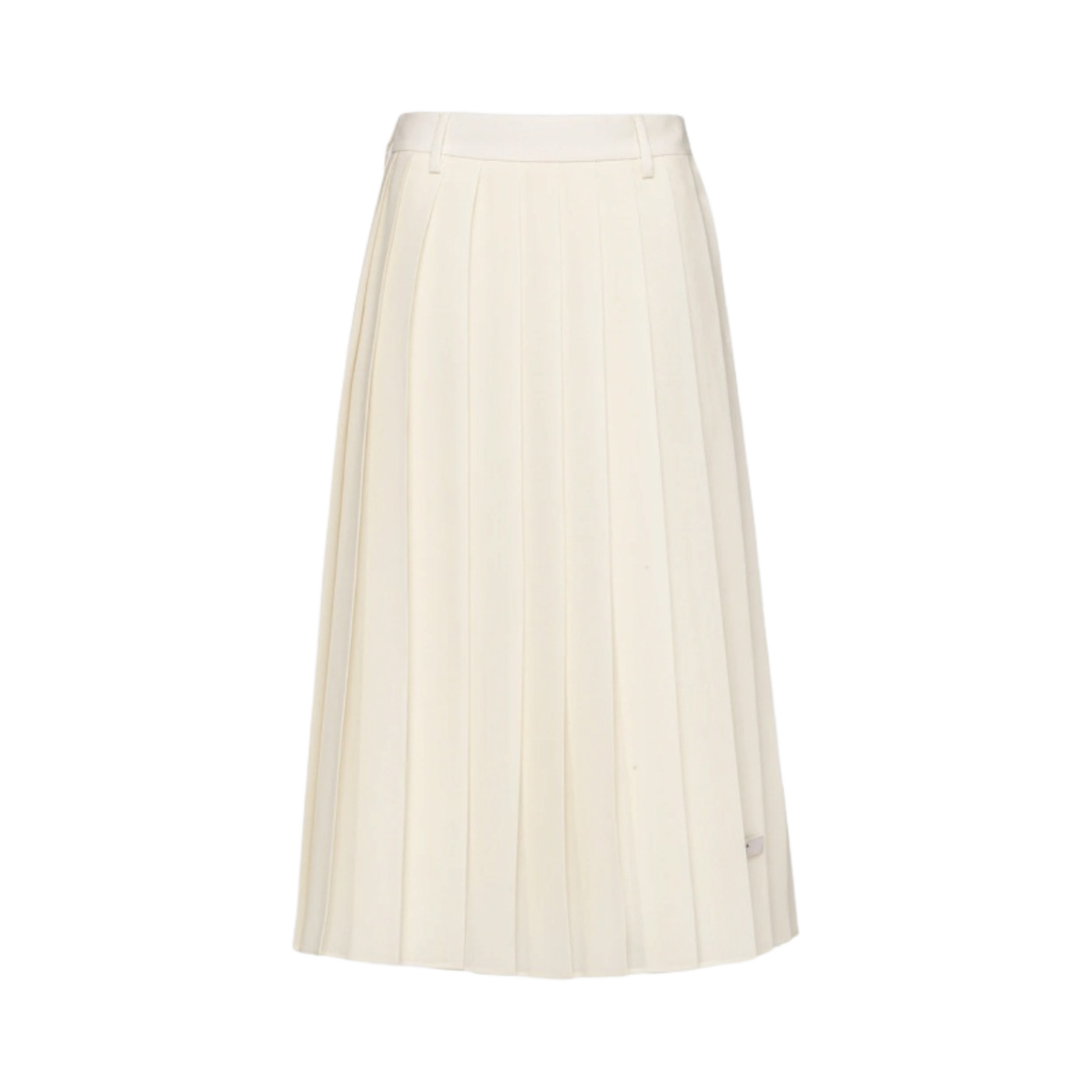 (W) 프라다 플리티드 키드 모헤어 미디 스커트 아이보리((W) Prada Pleated Kid Mohair Midi Skirt Ivory) - 1