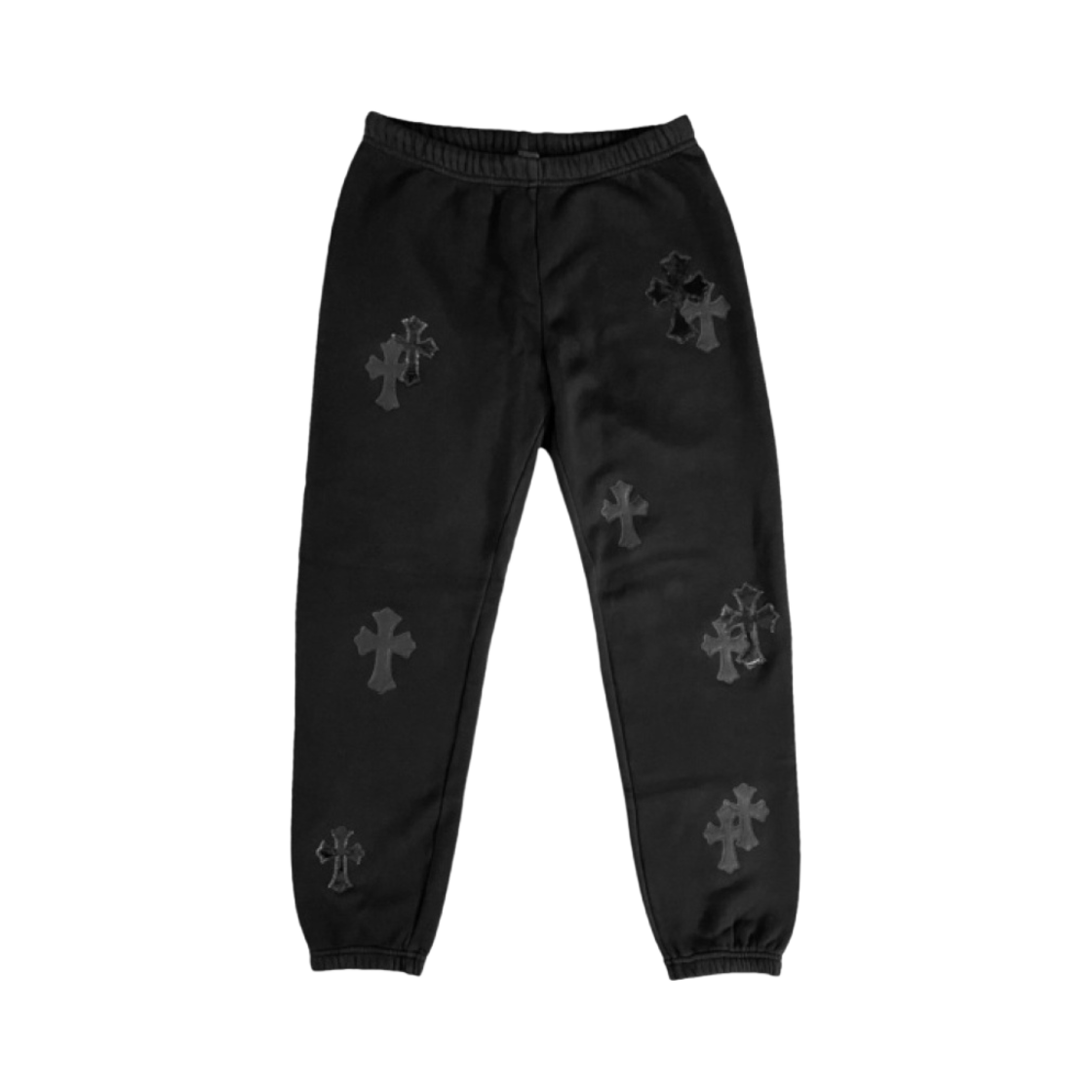 크롬하츠 레더 크로스 스웨트팬츠 블랙(Chrome Hearts Leather Cross Sweatpants Black)